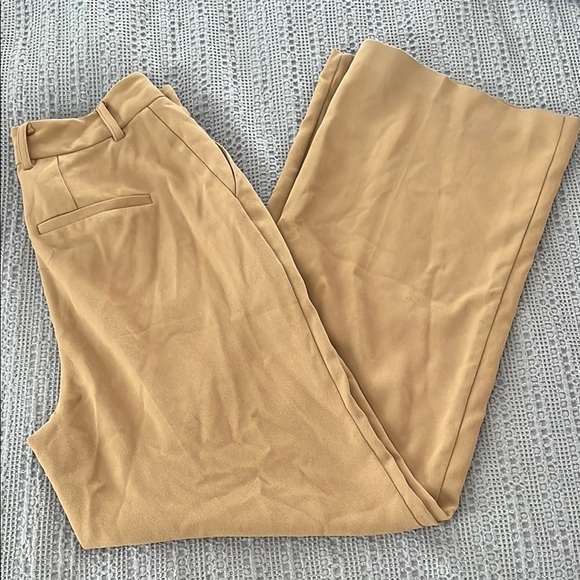 NA-KD Pants - Tan Wide-Leg Chinos with Classic Design - EU 40